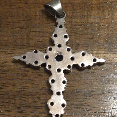 Large Sterling & Sapphires Cross