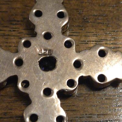 Large Sterling & Sapphires Cross