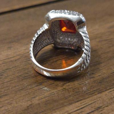 Ruby and Silver Tone Ring