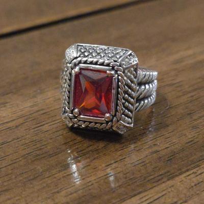 Ruby and Silver Tone Ring
