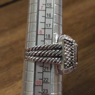 Ruby and Silver Tone Ring