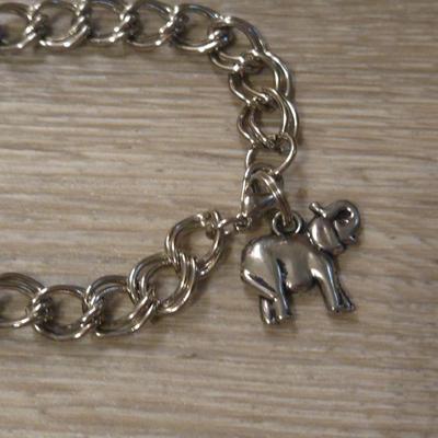Silver Tone Charm Bracelet with an Elephant & Teddy Bear