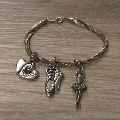 Silver Tone Dancer Charm Bracelet