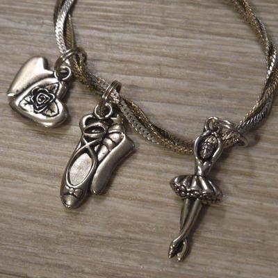 Silver Tone Dancer Charm Bracelet