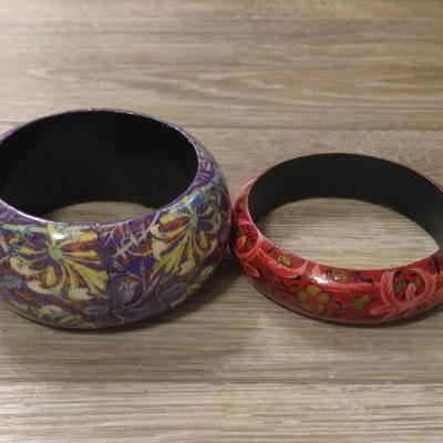 Painted Wood Bangle Bracelets