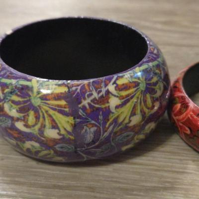 Painted Wood Bangle Bracelets