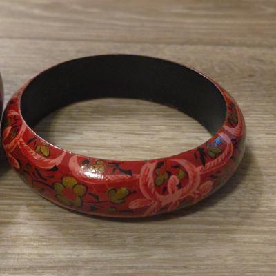 Painted Wood Bangle Bracelets