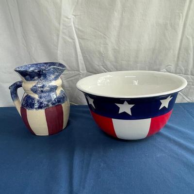 Patriotic Pitcher & bowl