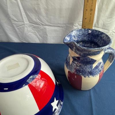 Patriotic Pitcher & bowl