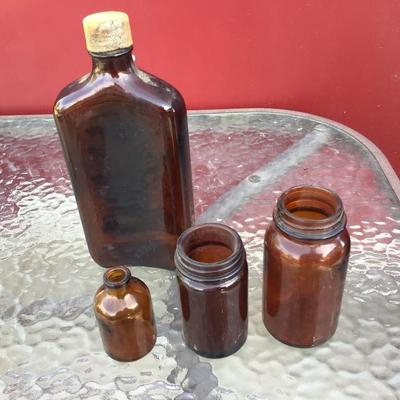 Set of 4 Brown Bottles