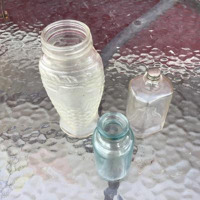 Set of 3 Clear Glass Bottles