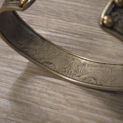 Silver, Turquoise, & Lapis Om Mani Padme Hum Cuff Bracelet