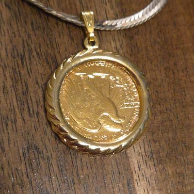 1943 Liberty Half Dollar Gold Gilded Coin Necklace