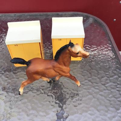 2 Doll Furniture Cabinets and Bryer Horse