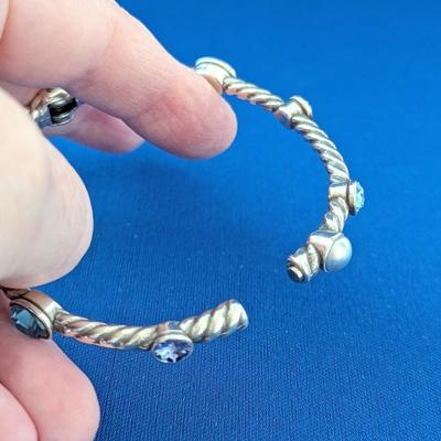 Brighton “MONTE CARLO“ Blues Swarovski Crystal Glass Pearl Hinged Magnetic Bracelet