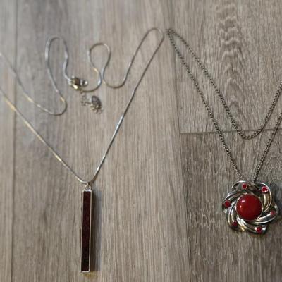 Red & Silver Tone Necklaces