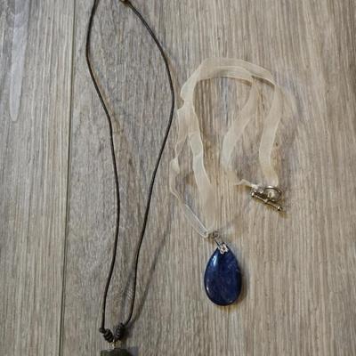 (2) Stone Pendant Necklaces
