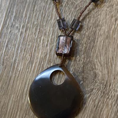 Glass Necklaces with Cross and Shell Pendants
