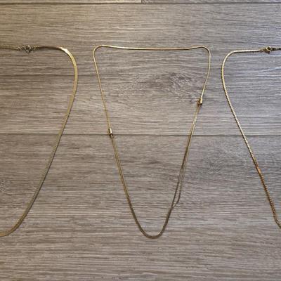 (3) Gold Tone Necklaces