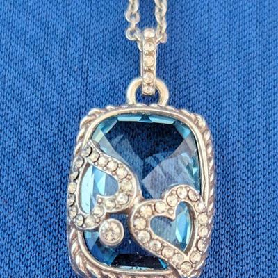 Brighton “Tender Hearts” Aquamarine Your True Colors Collection Pendant on chain