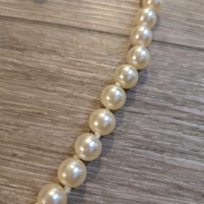 Faux Pearl Necklace & Gold Tone Chain with Pearls