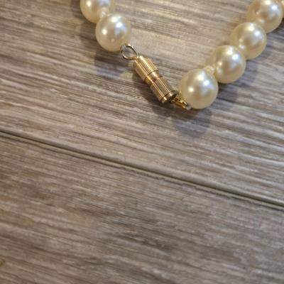 Faux Pearl Necklace & Gold Tone Chain with Pearls