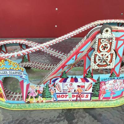 Vintage Metal Wind Up Rollercoaster Toy