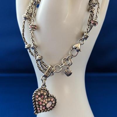 Brighton Power of Pink Breast Cancer Charm Crystal Ribbon Bracelet