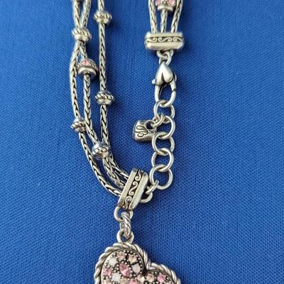 Brighton Power of Pink Breast Cancer Charm Crystal Ribbon Bracelet