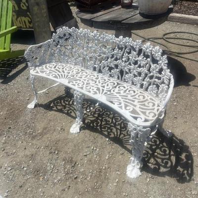 Antique Victorian Cast Iron Grape Leaf Garden Settee