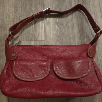 Red Leather Handbag MAXX New York