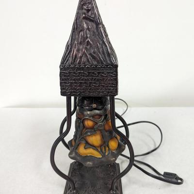 Vintage Cast Iron Hanging Bell Deer Design Table Lamp