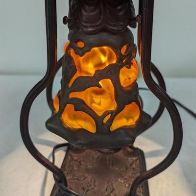 Vintage Cast Iron Hanging Bell Deer Design Table Lamp