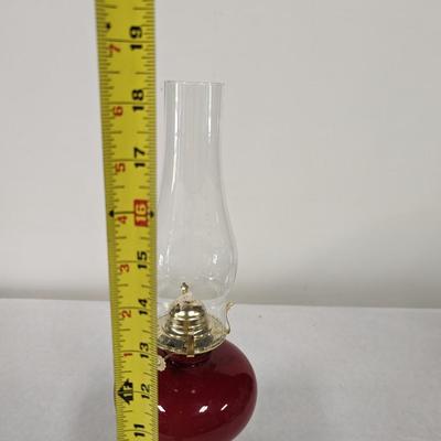 Red Glass Oil Lamp
