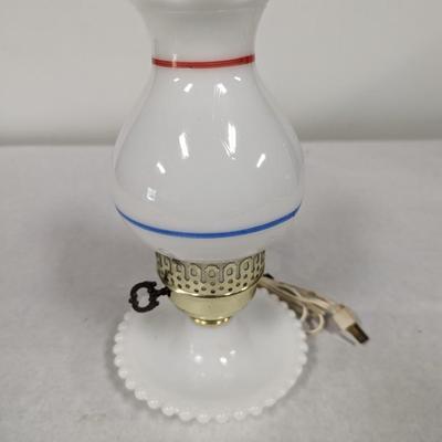 1960's Patriotic Table Lamp Milk Glass