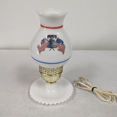 1960's Patriotic Table Lamp Milk Glass