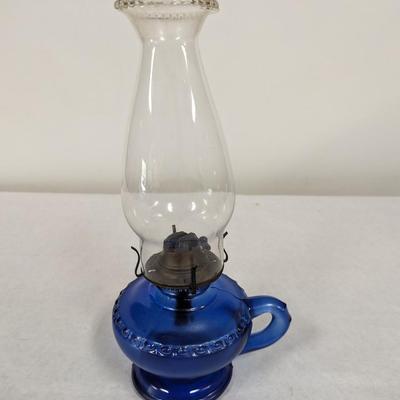 Cobalt Blue Glass Oil Lamp