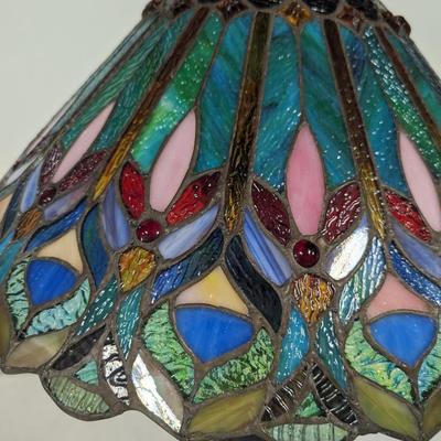 Double Globe Tiffany Style Stained Glass Peacock Lamp