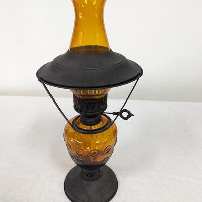 Vintage Amber Oil Lamp