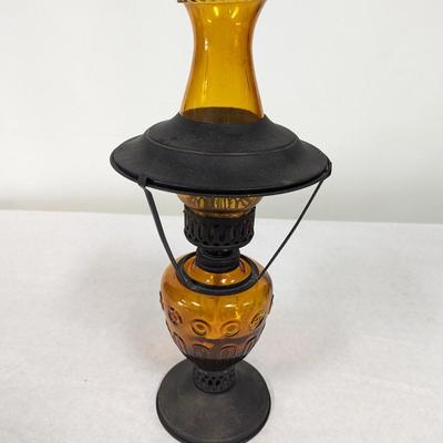 Vintage Amber Oil Lamp