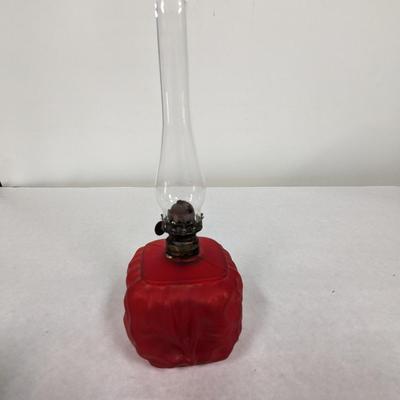 Vintage Red Glass Oil Lamp
