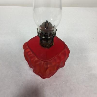 Vintage Red Glass Oil Lamp