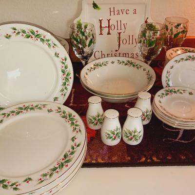 CHRISTMAS DINNERWARE WITH EXTRAS