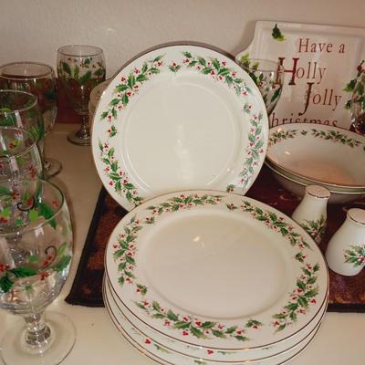 CHRISTMAS DINNERWARE WITH EXTRAS