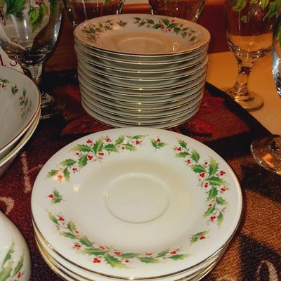 CHRISTMAS DINNERWARE WITH EXTRAS