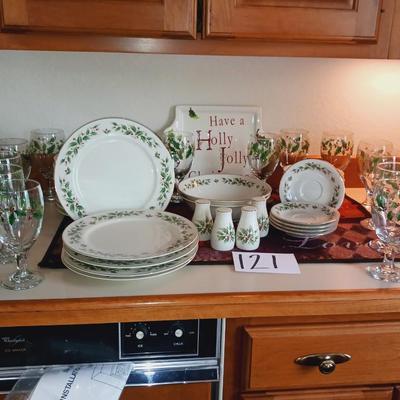 CHRISTMAS DINNERWARE WITH EXTRAS