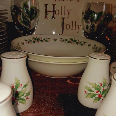 CHRISTMAS DINNERWARE WITH EXTRAS