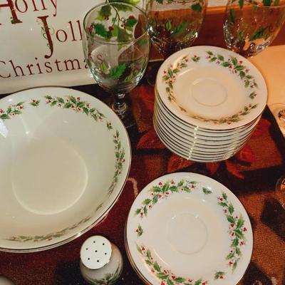 CHRISTMAS DINNERWARE WITH EXTRAS