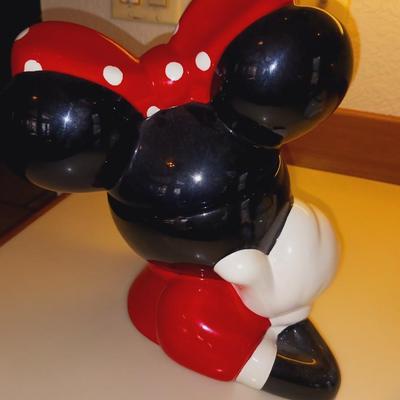 DISNEY MINNIE MOUSE COOKIE JAR AND MICKEY AND MINNIE MOUSE TEAPOT