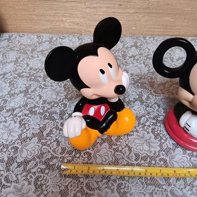 DISNEY MICKEY MOUSE COIN BANK AND WATERING CAN